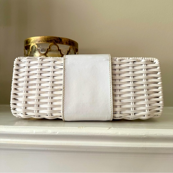 Tory Burch White Rattan Clutch with silver accents - Picture 2 of 12